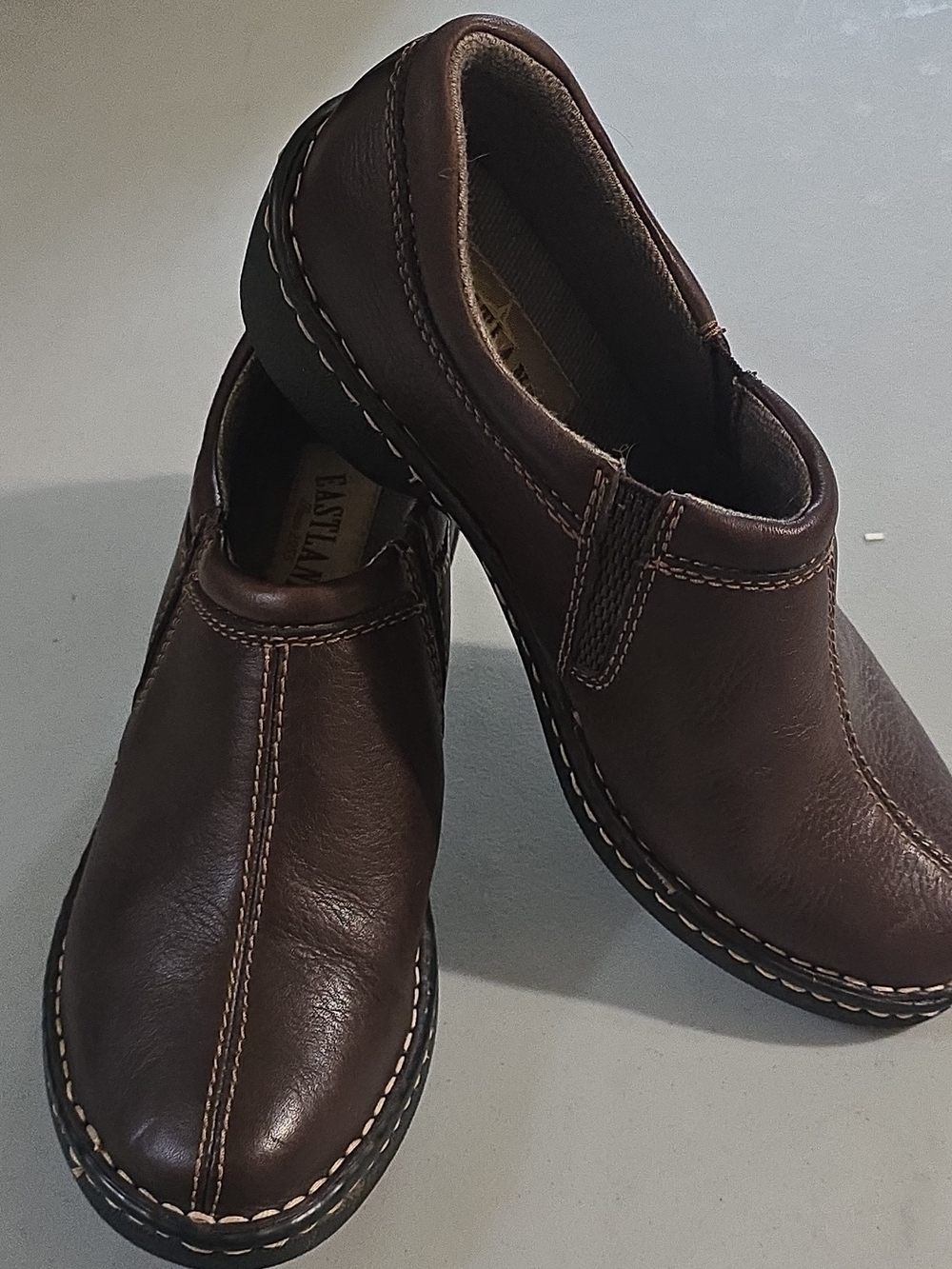 Eastland Dark Brown Leather Slip-On Clogs